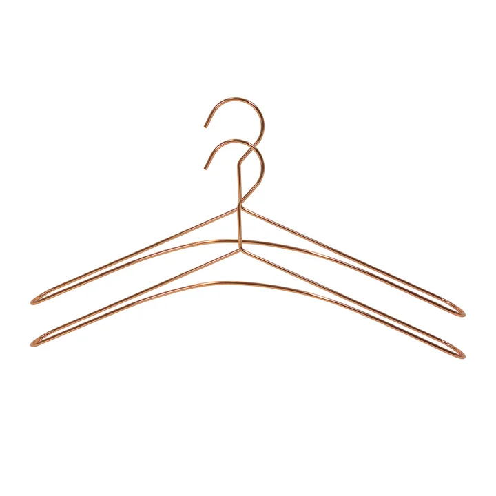 Two coat hangers in copper