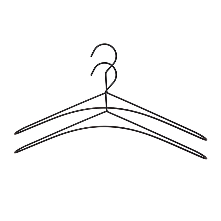 Black metal coat hanger in set of 2 by Connox