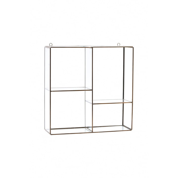 Keeper wall shelf / showcase H 33 cm from House Doctor in brass / glass
