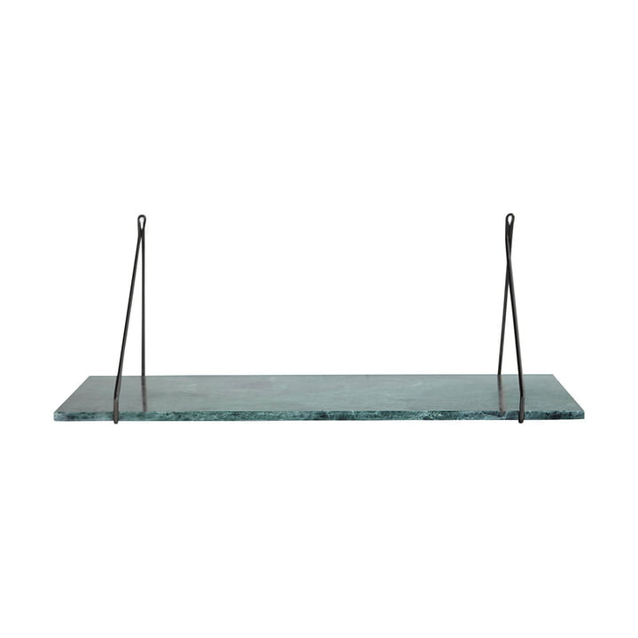 Marble wall shelf 24 x 70 cm by House Doctor in black / marble green