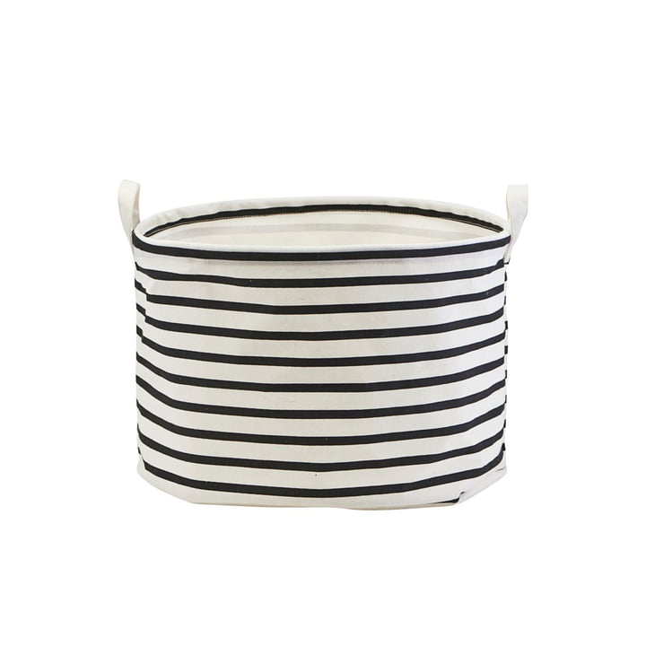 Storage Basket Stripes Ø 40 x H 25 cm by House Doctor in black / white