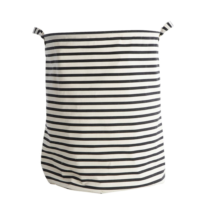 Laundry basket Stripes Ø 40 x H 50 cm by House Doctor in black / white