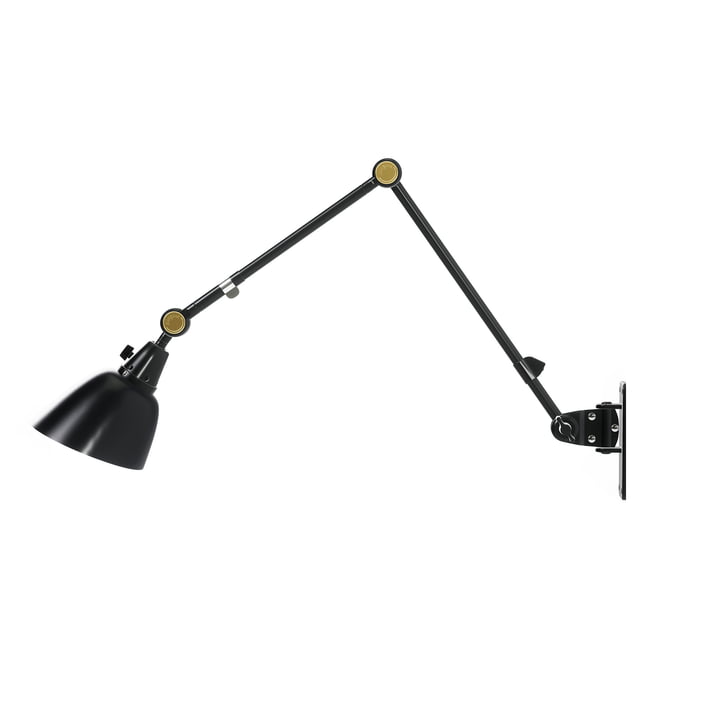 Modular 505 wall lamp 40/30 cm from Midgard in black with brass hinged caps