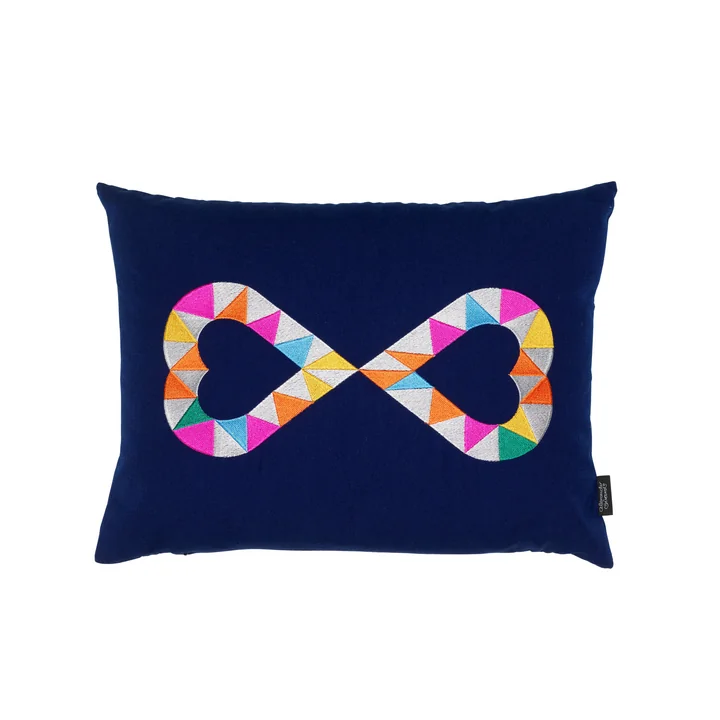 Embroidered pillow Double Heart 2 40 x 40 cm from Vitra in blue