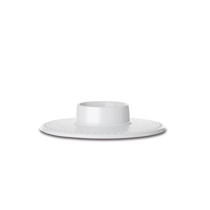 Rhombe candle holder Ø 14,5 cm from Lyngby Porcelæn in white