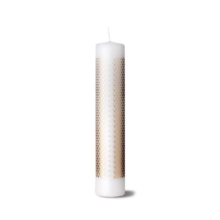 Rhombe calendar candle Ø 5 cm from Lyngby Porcelæn in white