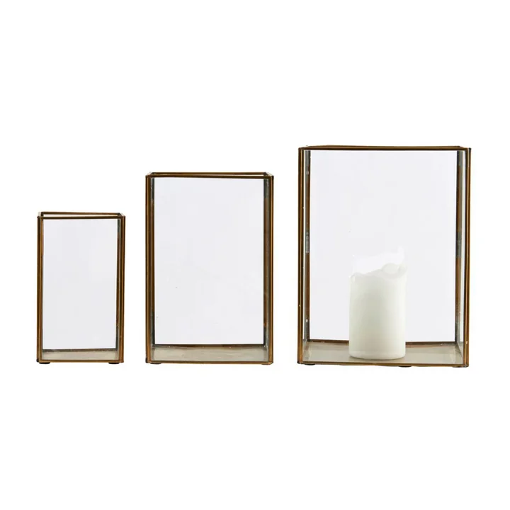 Pillar lantern, brass (set of 3) by House Doctor