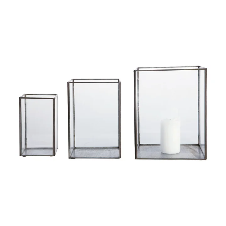 House Doctor - Pillar Lantern, black (Set of 3)
