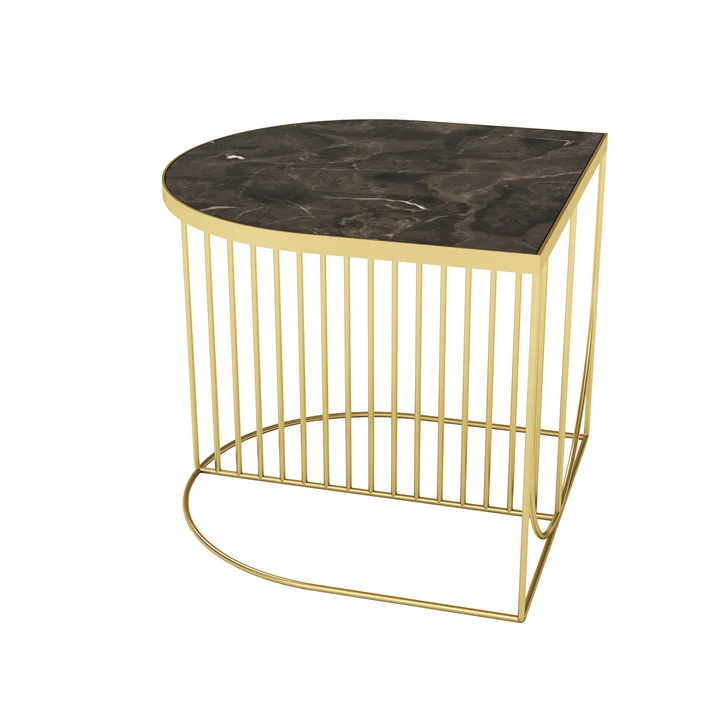 Sino coffee table 50 x 50 cm from AYTM in gold / marble brown