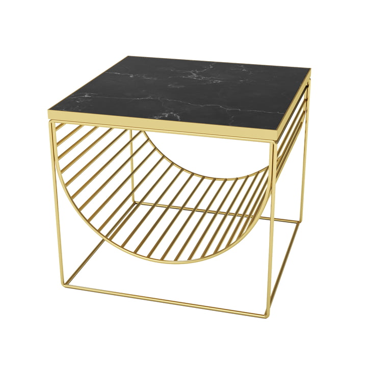Sino table / magazine holder by AYTM in gold / marble black
