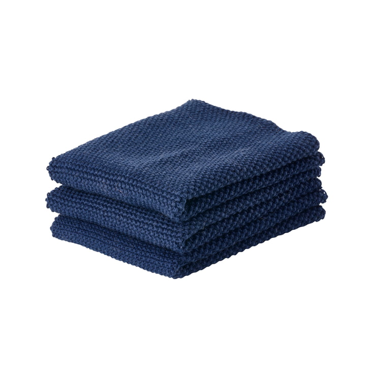 Cleaning cloth 27 x 27 cm from Zone Denmark in dark blue (set of 3)