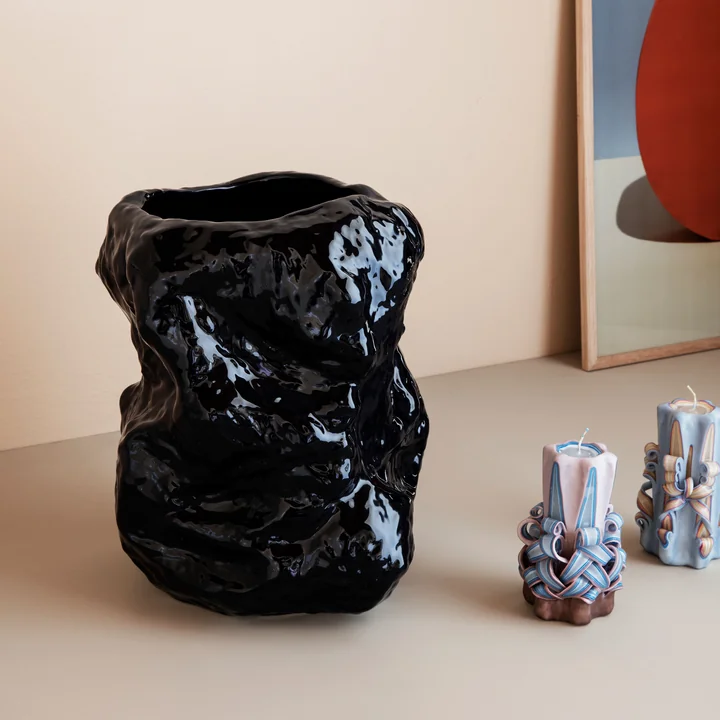 Tuck floor vase Ø 34 x H 40 cm by Ferm Living in blue