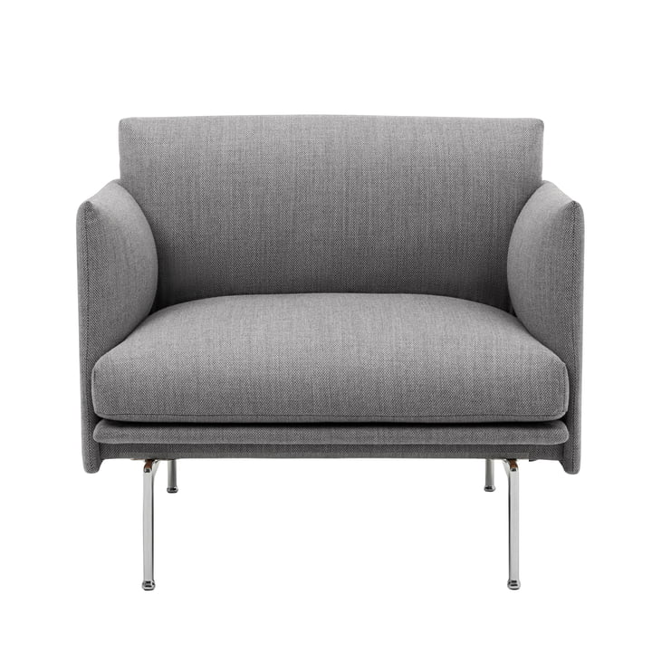 Outline Studio Armchair from Muuto in gray (fiord 151) / polished aluminum