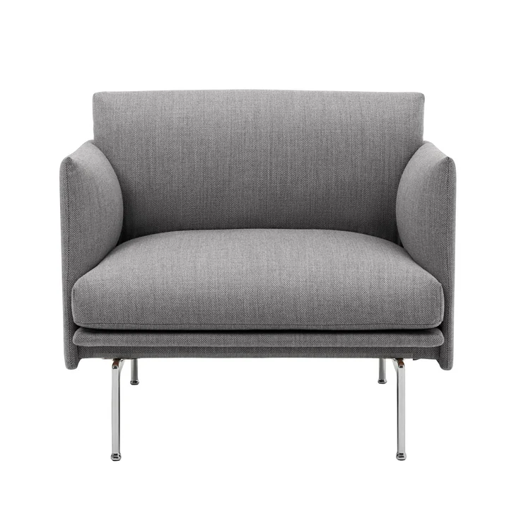 Outline Studio Armchair from Muuto in gray (fiord 151) / polished aluminum