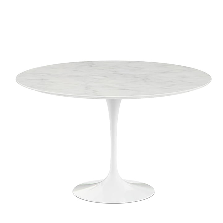 Saarinen Tulip bistro table Ø 120 cm from Knoll in white / Mamor Statuarietto