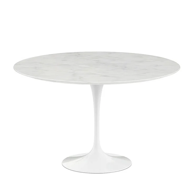 Saarinen Tulip Bistro table Ø 120 cm from Knoll in white / marble Statuarietto
