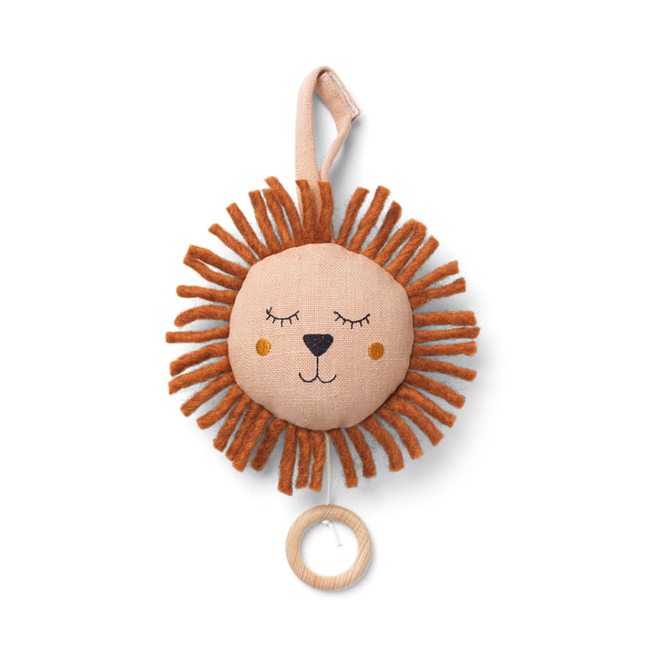 Lion music box by ferm Living in the color dusty rose