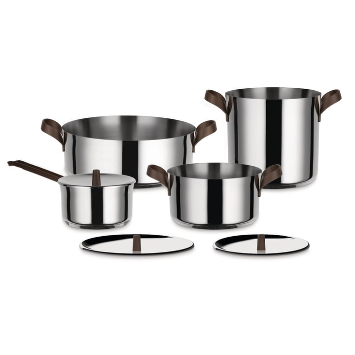 Edo pot set from Alessi in stainless steel (7 pcs.)