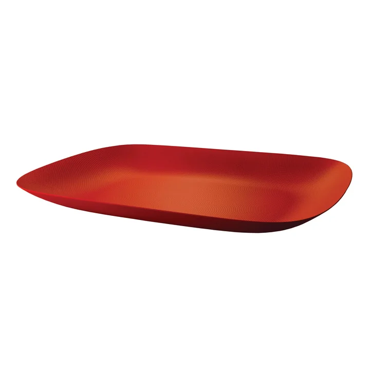 Moiré Tray 45 x 34 cm by Alessi in red with relief decoration