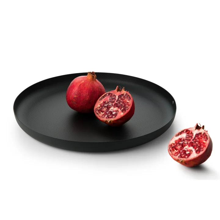 Tray Ø 35 x H 3 cm from Alessi in black with relief decoration