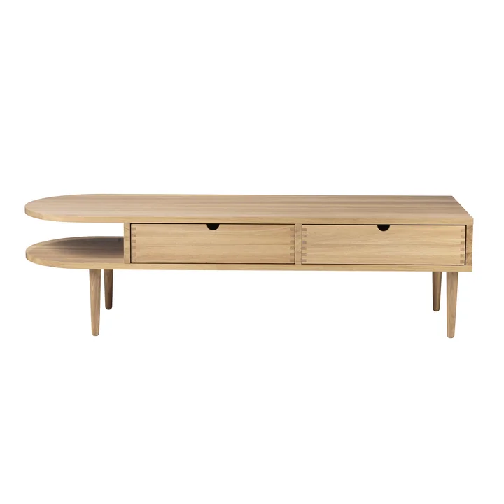 F24 Radius bench from FDB Møbler in clear lacquered oak