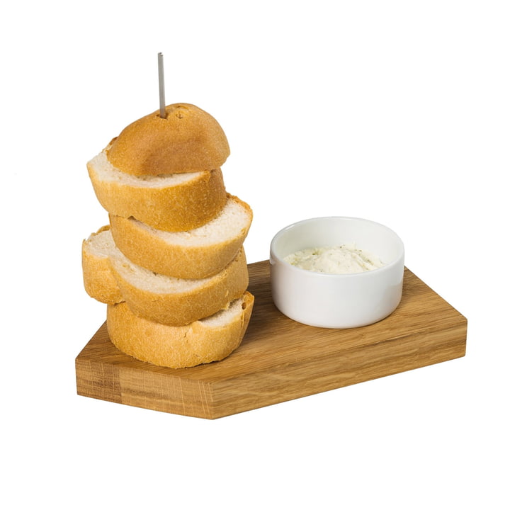 Bread Ahoi serving tray with dipping bowl, oak / white of room design