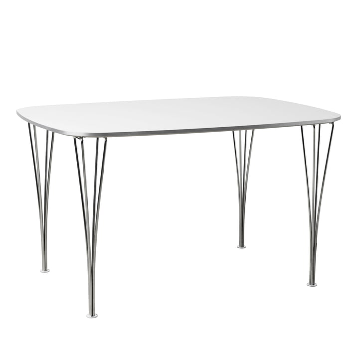 FH125 table 125 x 90 cm by Fritz Hansen in chrome / white