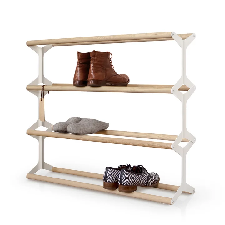 Shoe rack Stixx 4gang from vonbox in white / Ash