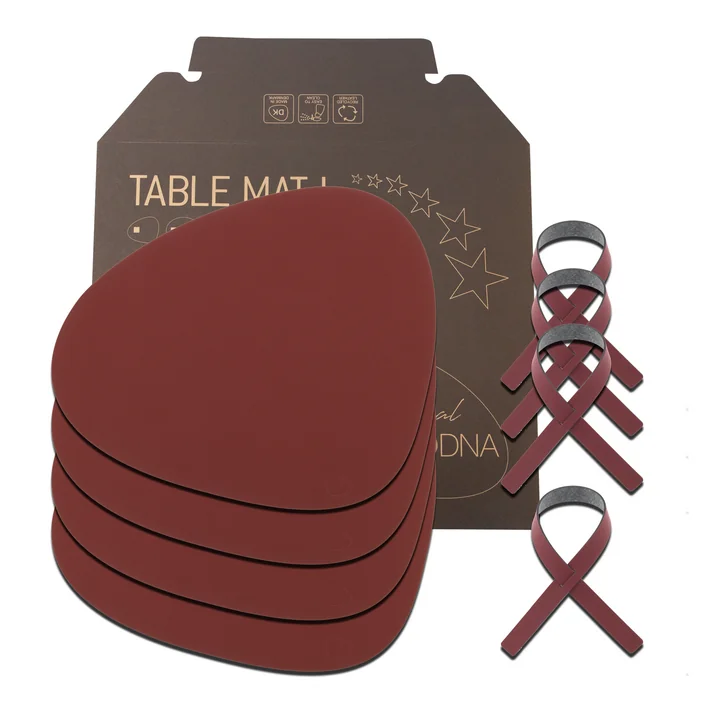 Gift set Curve L by Lind DNA in Nupo red (4 placemats + 4 napkin rings)