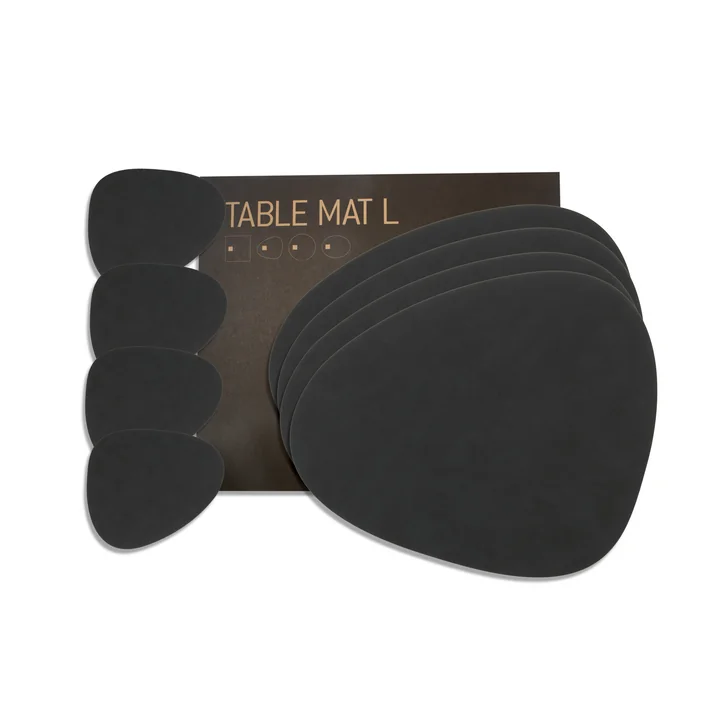 Gift set Curve L by Lind DNA in Nupo black (4 placemats + 4 glass coasters)