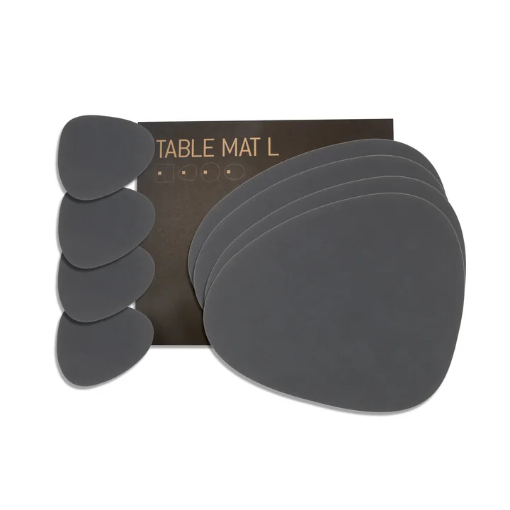 Gift set Curve L by Lind DNA in Nupo anthracite (4 placemats + 4 glass coasters)
