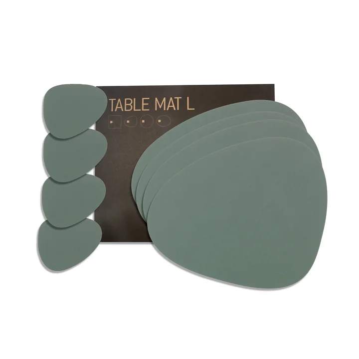 Gift set Curve L by Lind DNA in Nupo pastel green (4 placemats + 4 glass coasters)