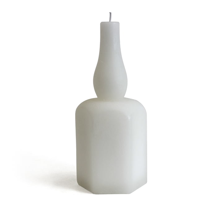 Collection - Massive block candle in bottle shape, H 22 cm / white