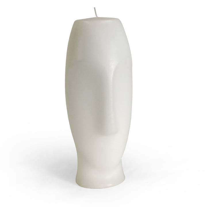 Collection - Massive block candle face, H 23 cm / white