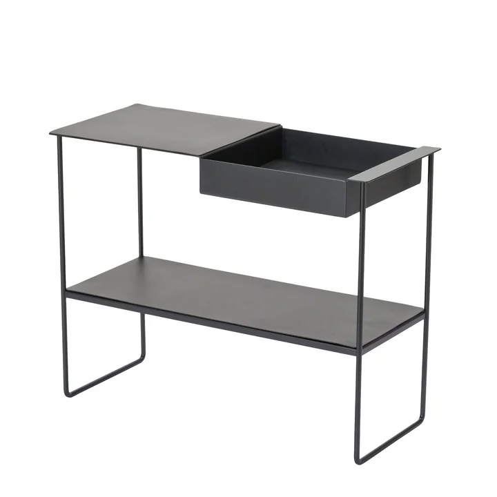 Console table with tray from Lind DNA in aluminium black / Bull black