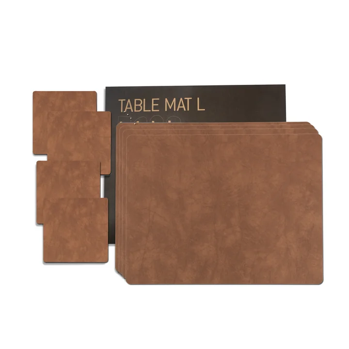 Gift set Square L from Lind DNA in Nupo nature (4 placemats + 4 glass coasters)