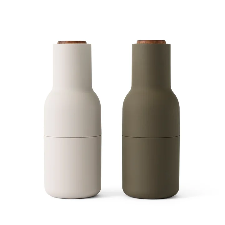 Bottle Salt and pepper mill set by Audo in hunting green / beige (wooden lid)