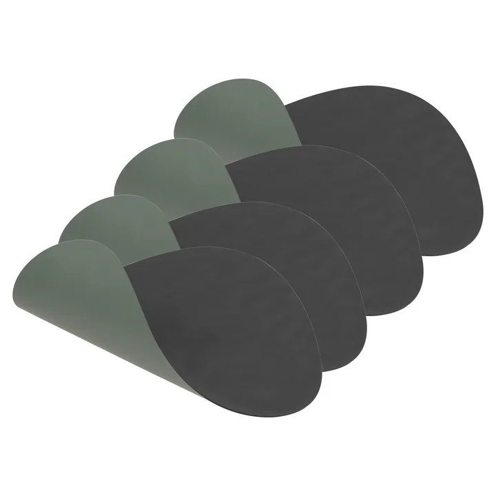 Placemat Curve L Double from Lind DNA in Cloud anthracite / Nupo pastel green (set of 4)