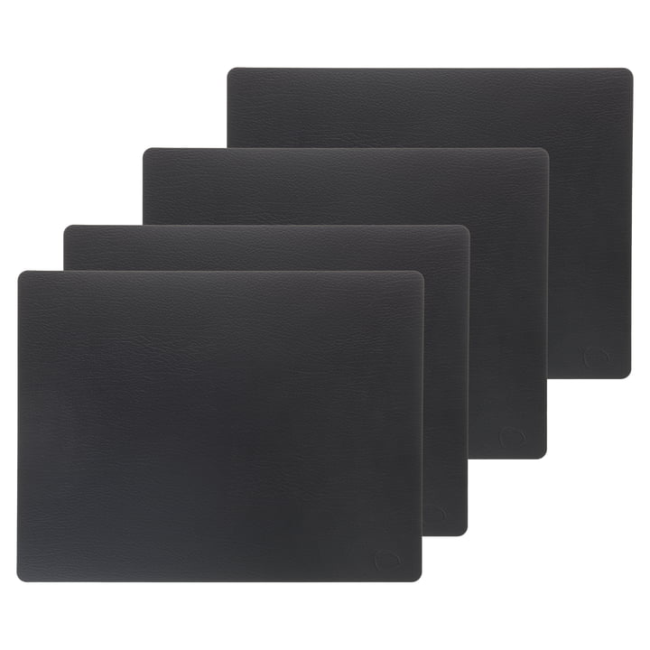 Place mat Square L, 35 x 45 cm by LindDNA in Bull black (set of 4)