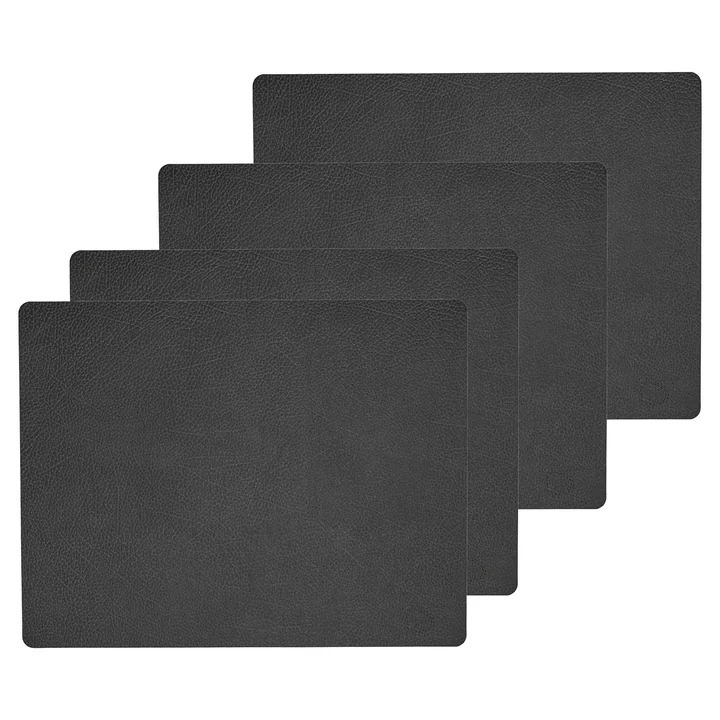 Placemat Square L , 35 x 45 cm from Lind DNA in Hippo black - anthracite (set of 4)