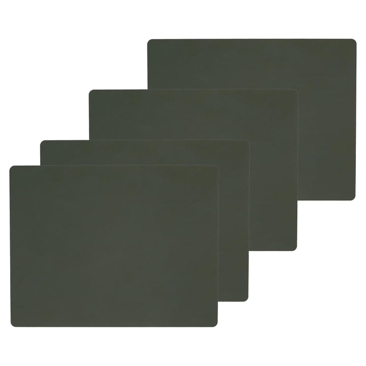 Placemat Square L , 35 x 45 cm from LindDNA in Nupo dark green (set of 4)