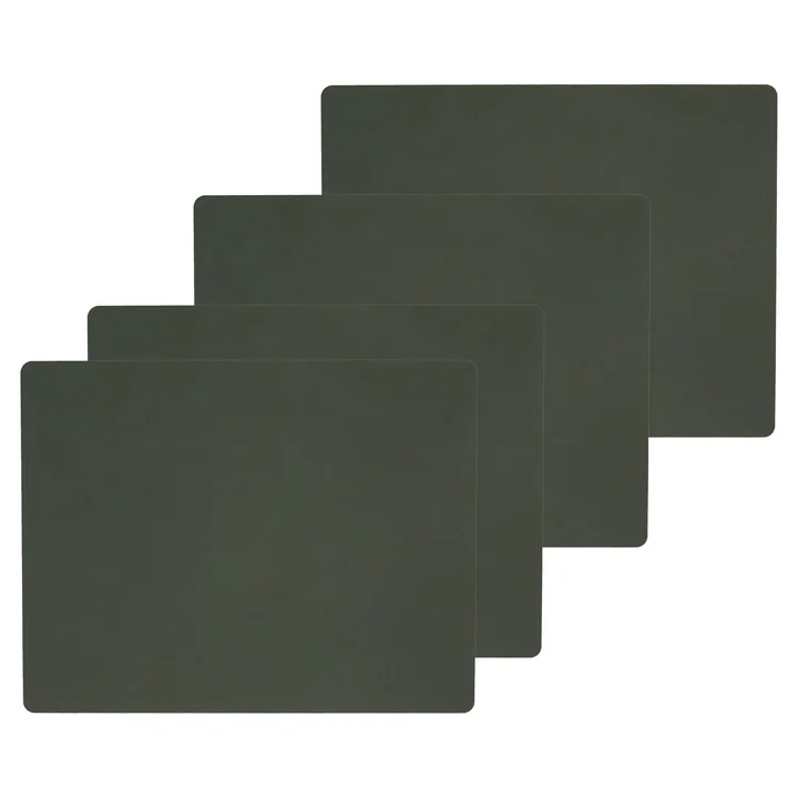 Placemat Square L , 35 x 45 cm from Lind DNA in Nupo dark green (set of 4)