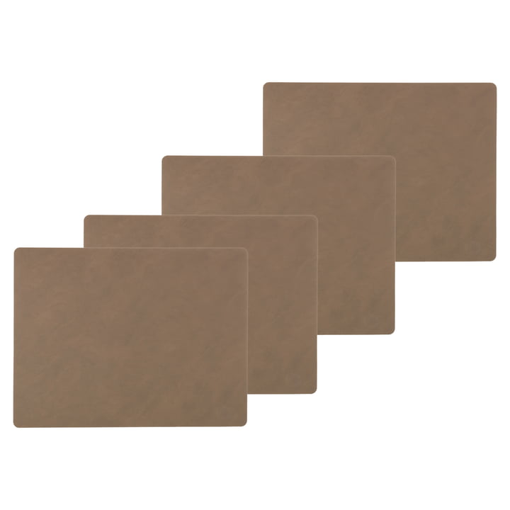 Placemat Square L , 35 x 45 cm from LindDNA in Nupo brown (set of 4)