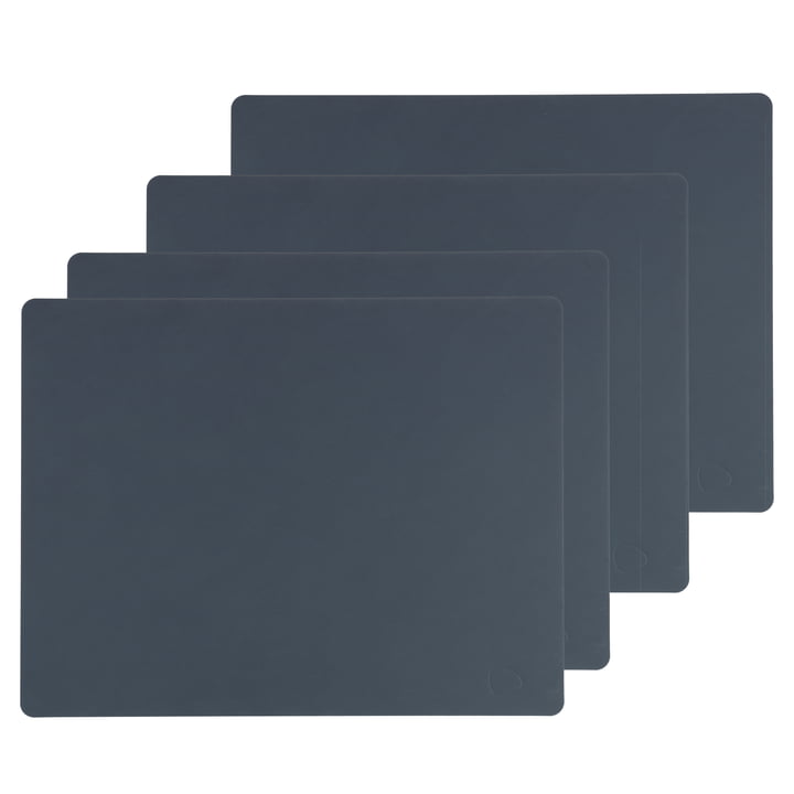 Placemat Square L , 35 x 45 cm from LindDNA in Nupo dark blue (set of 4)