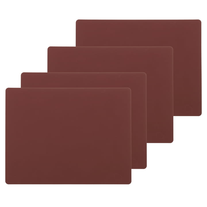 Place mat Square L, 35 x 45 cm from LindDNA in Nupo red (set of 4)