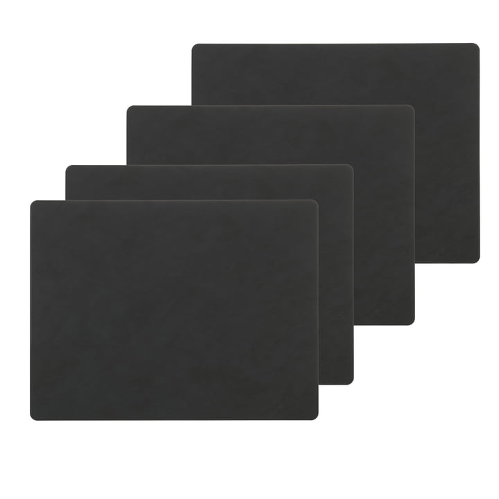 Placemat Square L , 35 x 45 cm from LindDNA in Nupo black (set of 4)