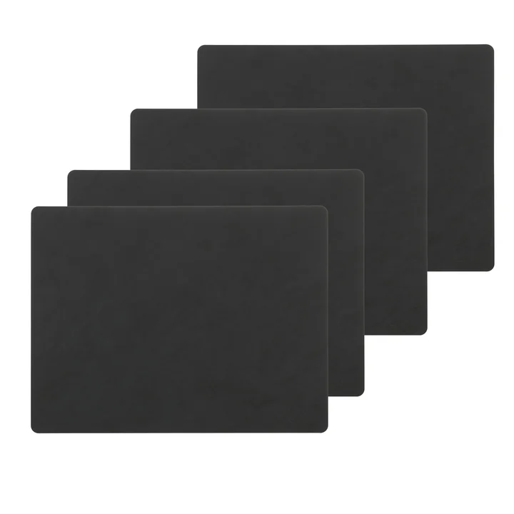 Placemat Square L , 35 x 45 cm from Lind DNA in Nupo black (set of 4)