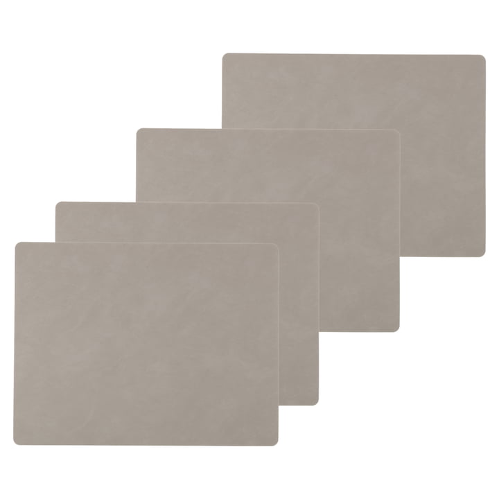 Placemat Square L , 35 x 45 cm from LindDNA in Nupo light gray (set of 4)