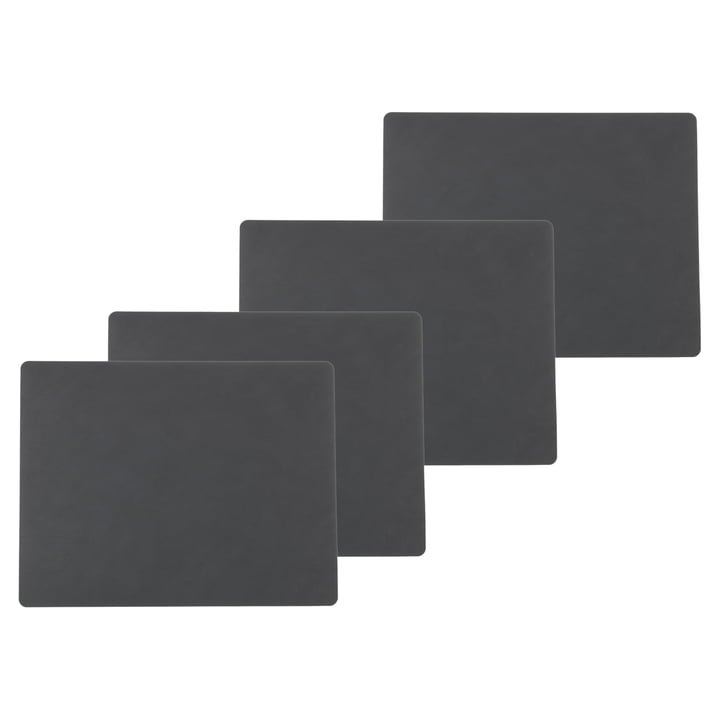 Placemat Square L , 35 x 45 cm from LindDNA in Nupo anthracite (set of 4)