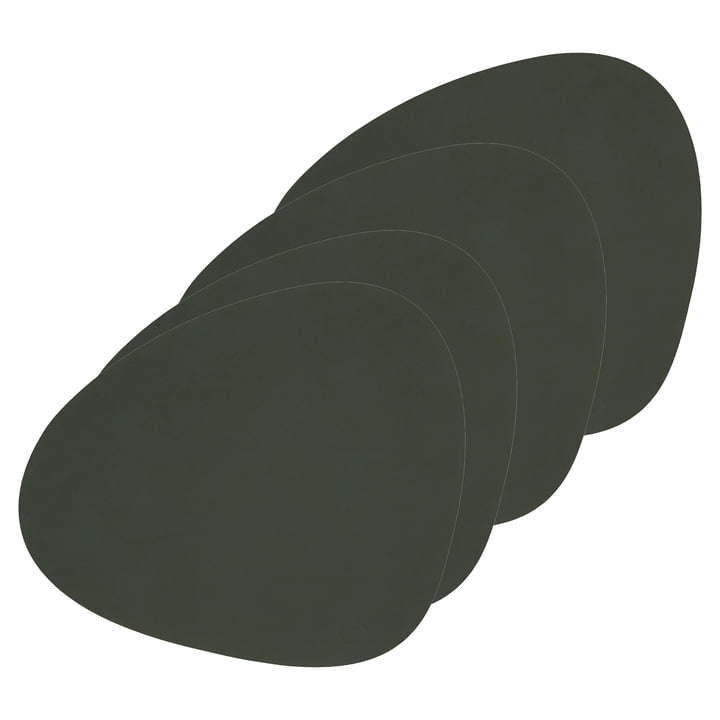 Place mat Curve L from LindDNA in Nupo dark green (set of 4)